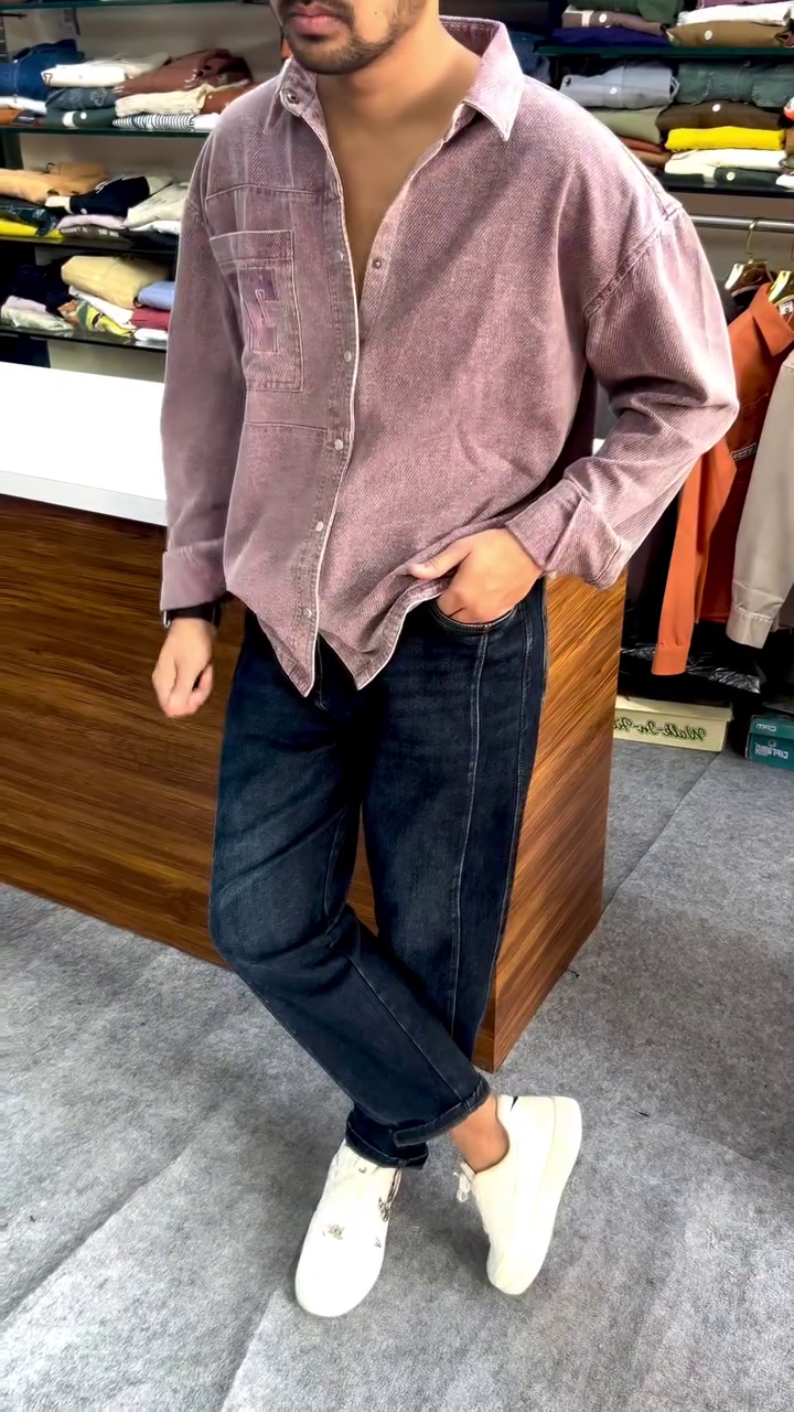 Urban Texture Corduroy Shirt with Classic Denim Combo – Smart Casual Everyday Style 🤎👖✨
