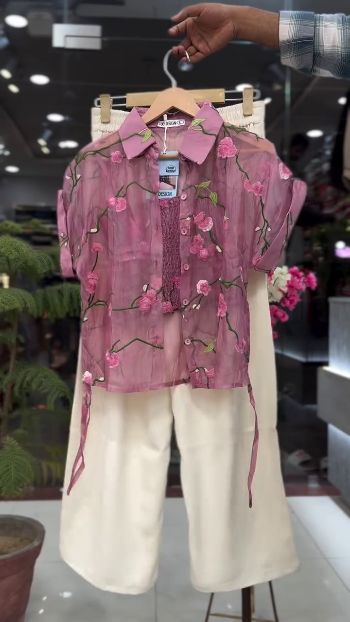 Blossom Dream Sheer Floral Shirt with Inner Top & Soft Culotte Set – Pastel Fairy Aesthetic 🌸💜✨