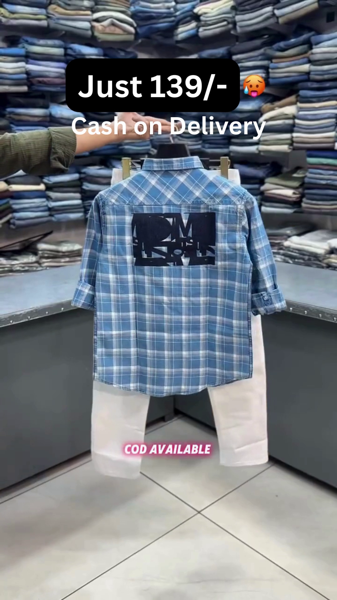 Cool Breeze Checked Shirt & Classic Bottom Co-Ord Set – Casual Everyday Smart Fit 💙✨👕
