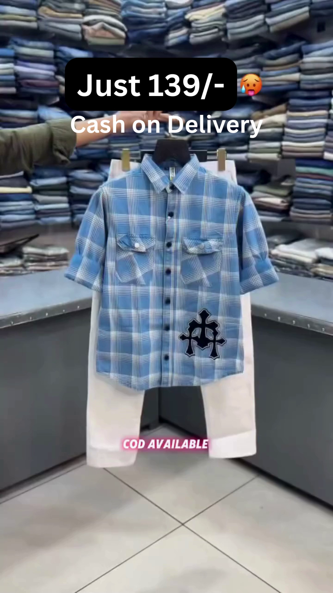 Cool Breeze Checked Shirt & Classic Bottom Co-Ord Set – Casual Everyday Smart Fit 💙✨👕