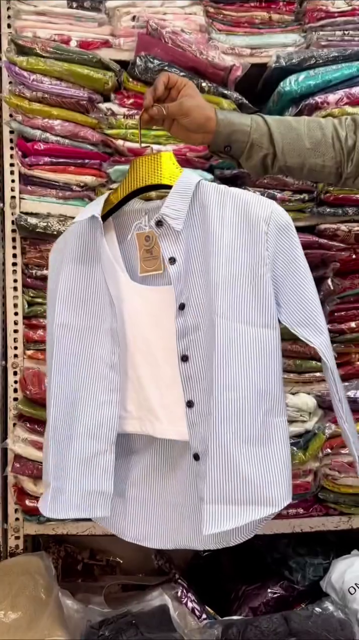 💜 Chic Lavender Striped Shirt with Inner Top – Smart Layered Style Essential ✨👚