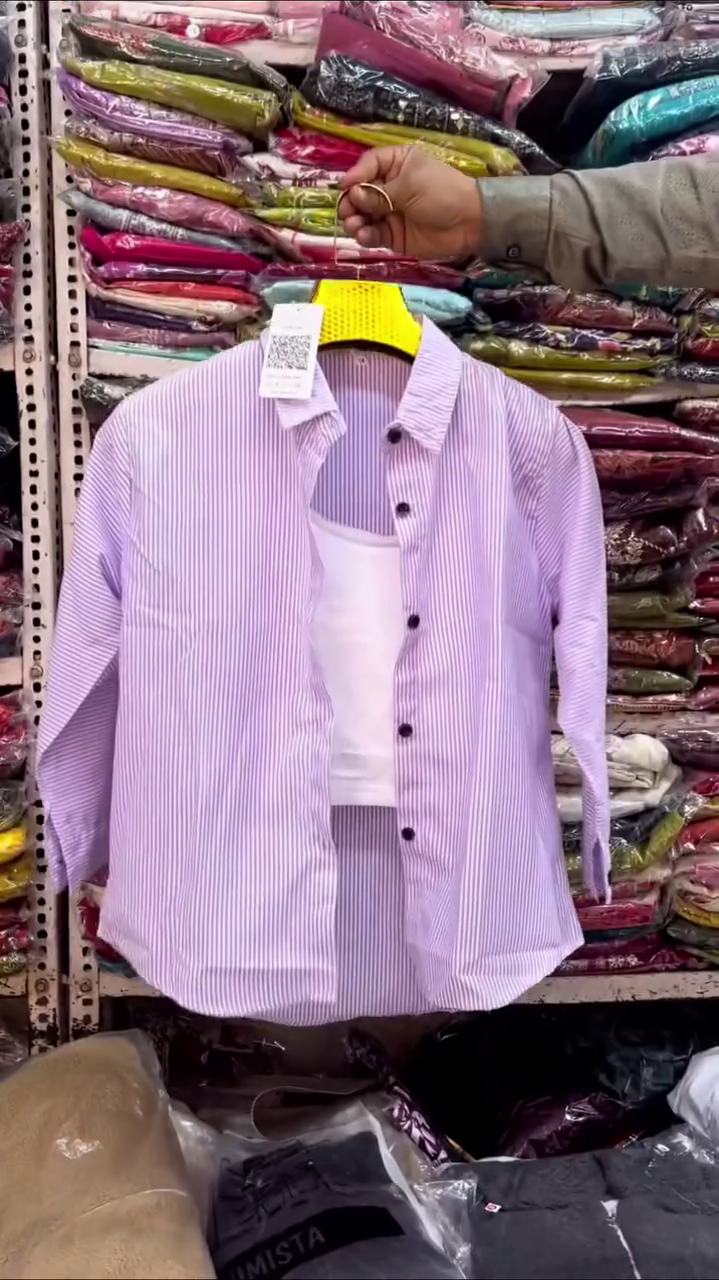 💜 Chic Lavender Striped Shirt with Inner Top – Smart Layered Style Essential ✨👚