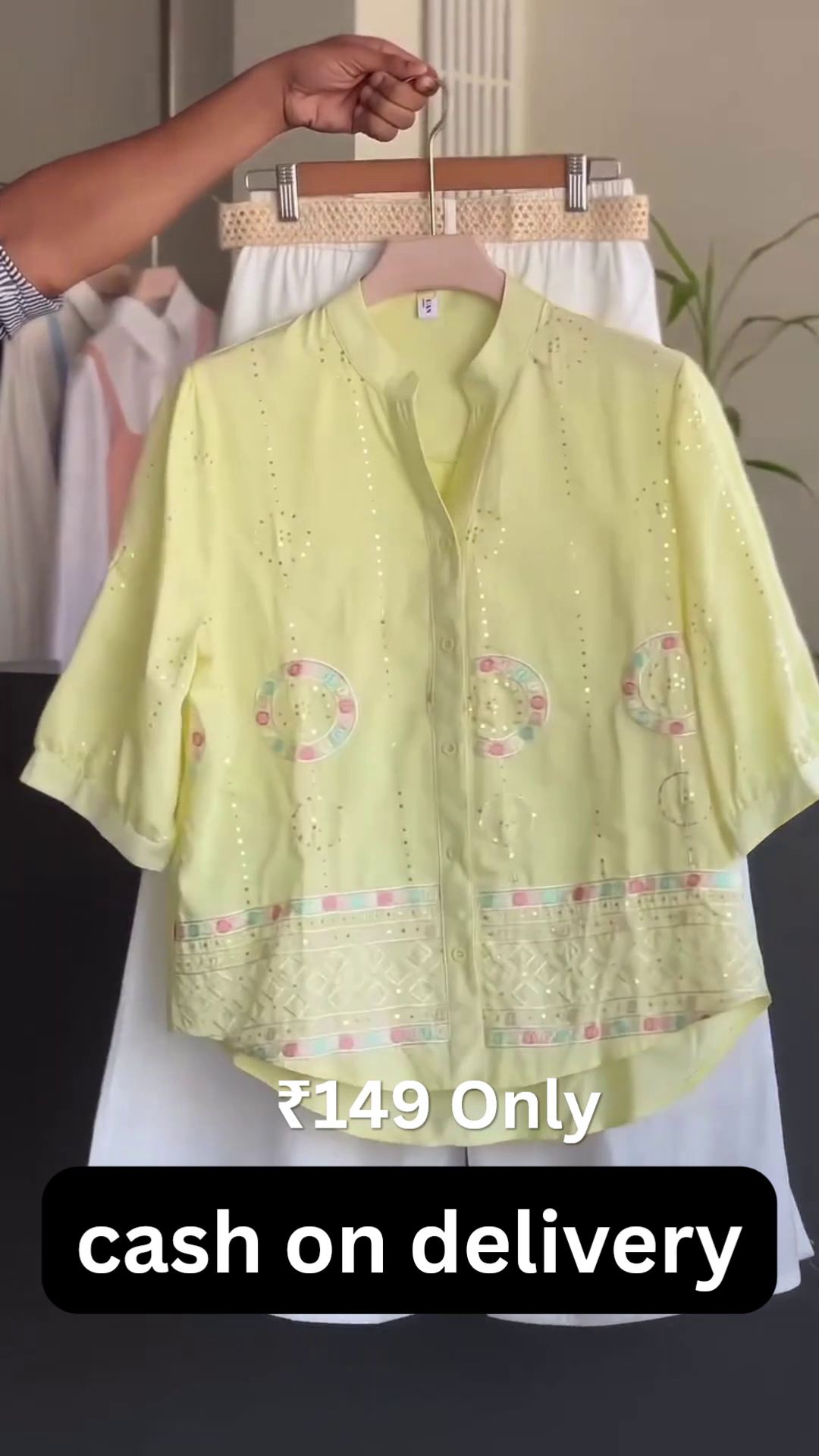 Lime Glow Embroidered Ethnic Shirt Top for Women 💚✨🌸