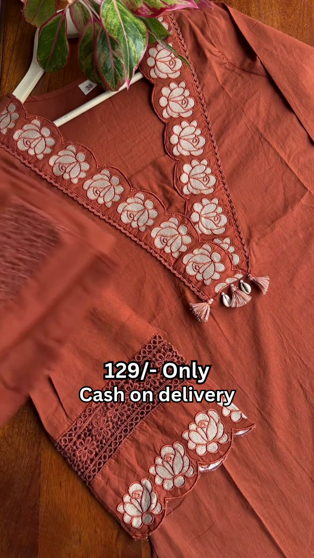 Rustic Bloom Embroidered Cotton Ethnic Kurti for Women 🤎🌸✨