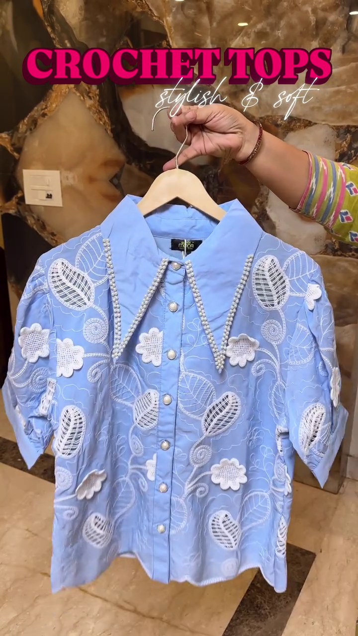 🌸 Luxe Bloom Crochet Embroidered Shirt 🌸