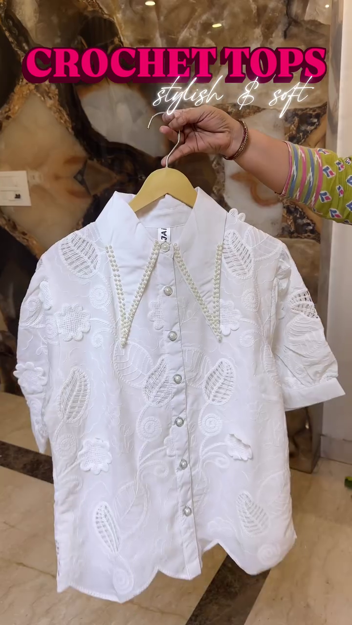 🌸 Luxe Bloom Crochet Embroidered Shirt 🌸