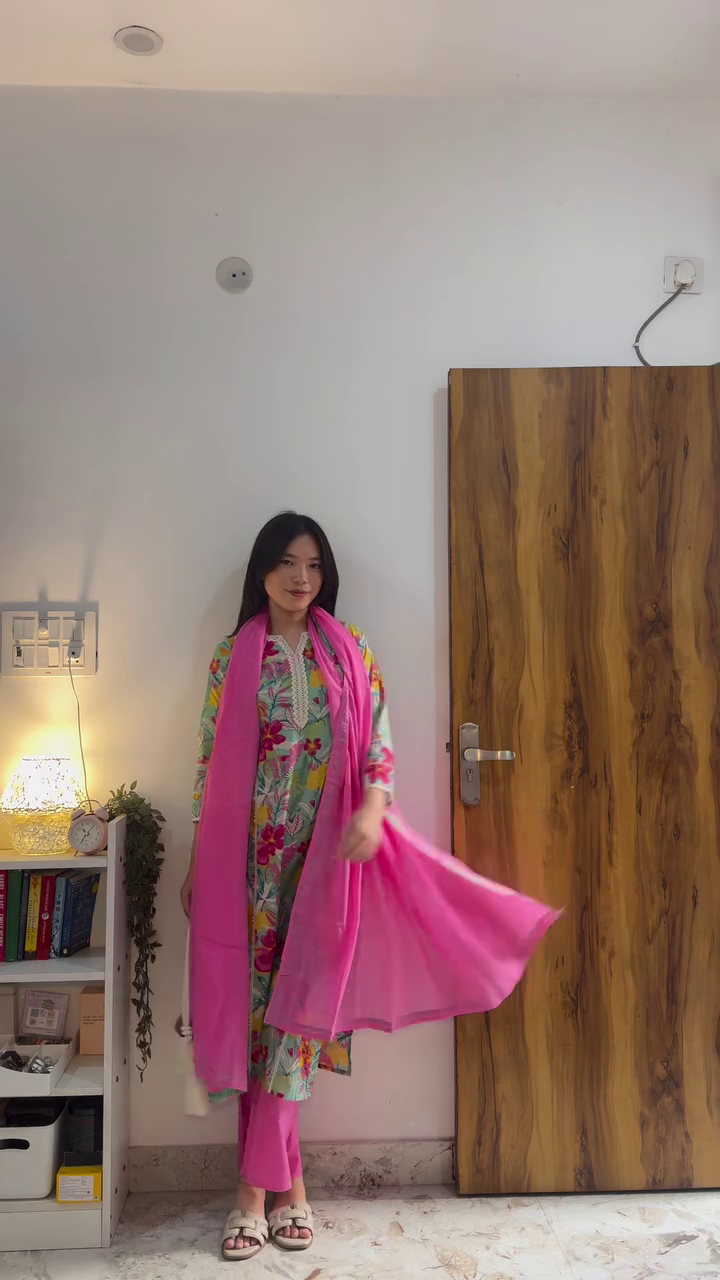 🌸 Bloom Grace Floral Kurti Set with Dupatta 🌸