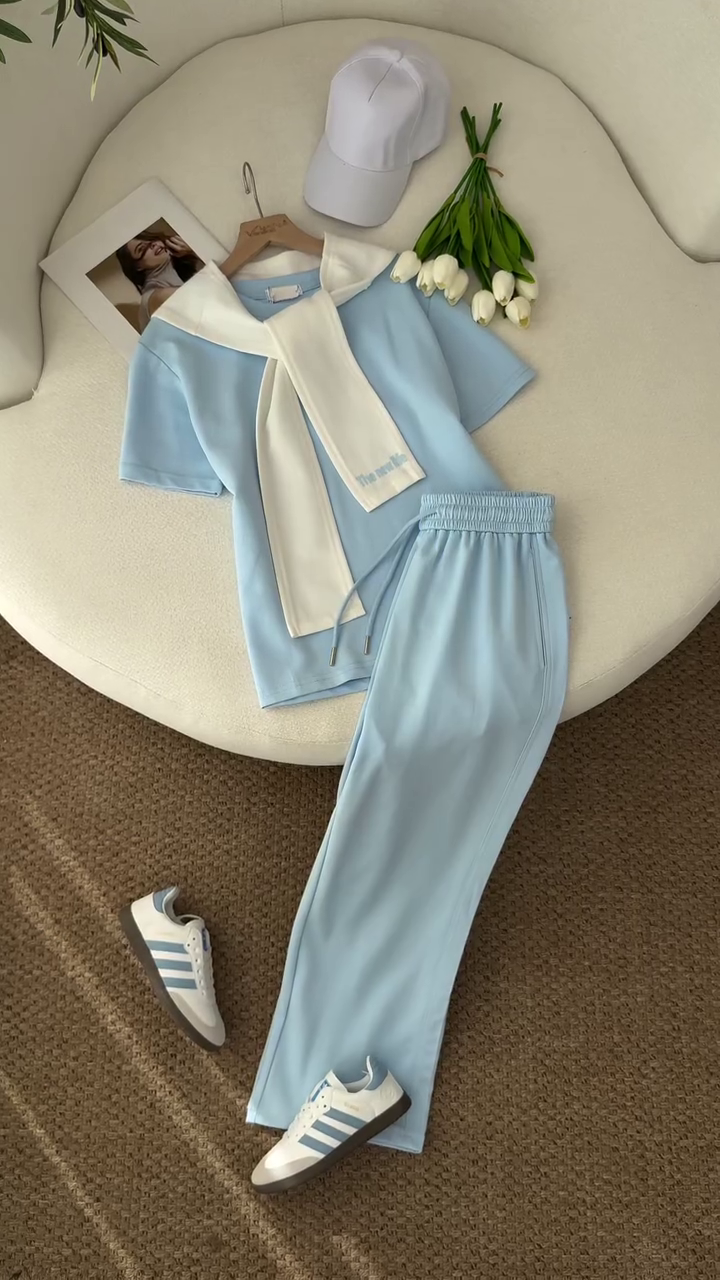 💙 Sky Breeze Lounge Co-Ord Set – Premium Comfort Everyday Collection ✨🤍