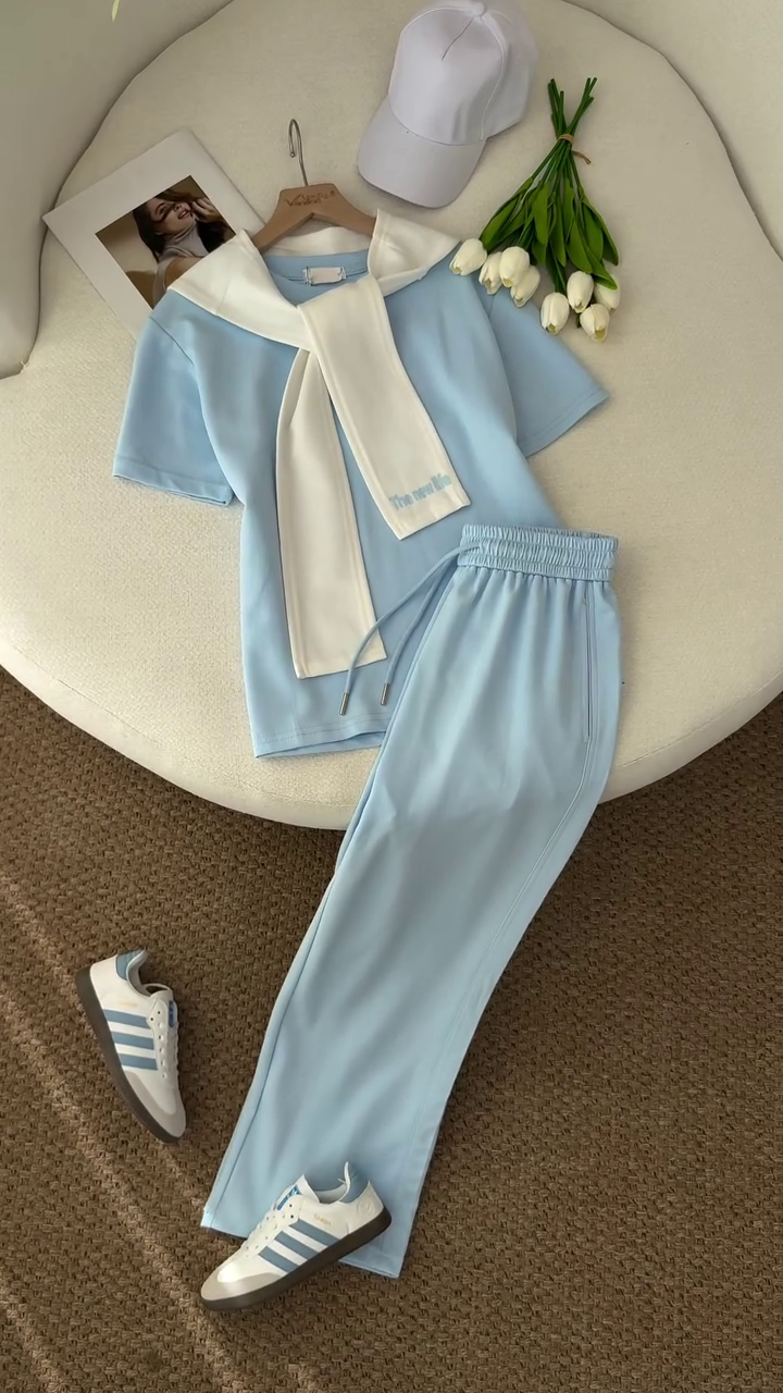 💙 Sky Breeze Lounge Co-Ord Set – Premium Comfort Everyday Collection ✨🤍