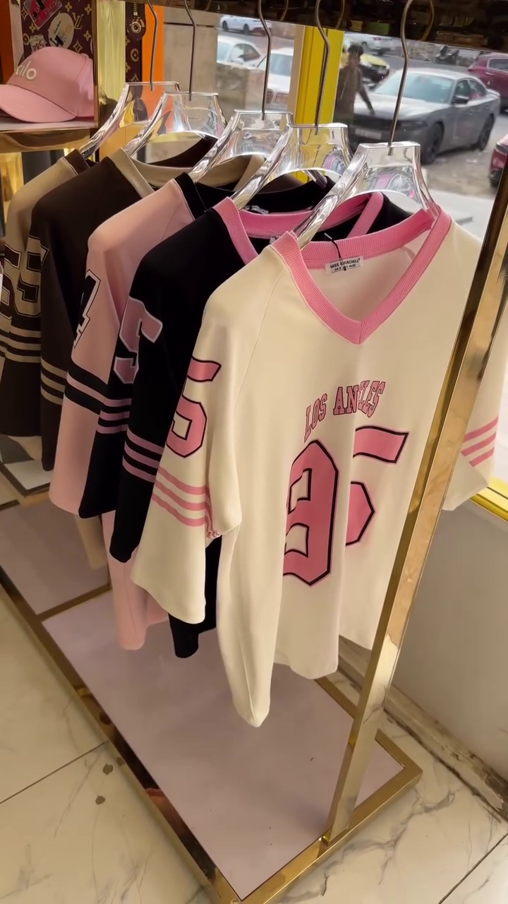 🎀  Oversized Varsity Style V-Neck Casual Streetwear Graphic T-Shirt for Everyday Fashion 🎀