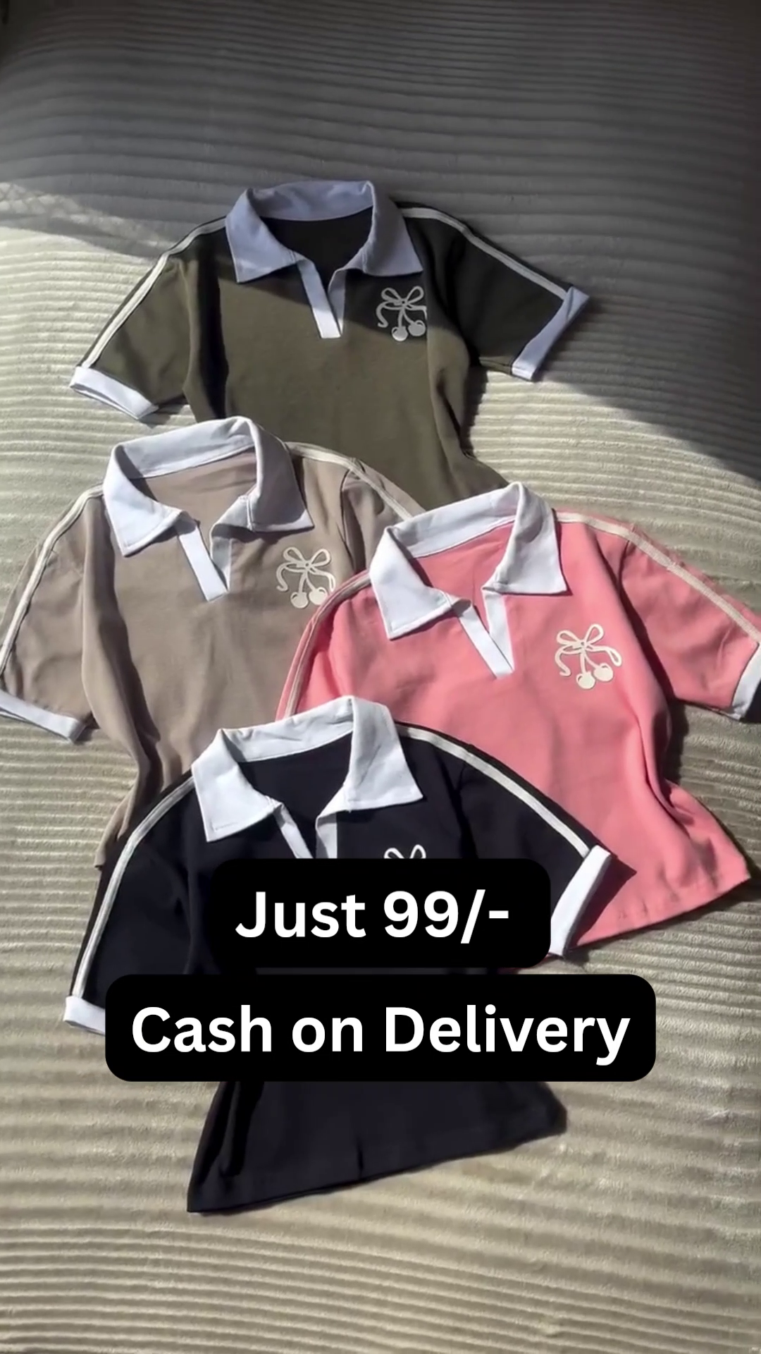 👕✨ Premium Women's Contrast Collar Polo T-Shirt | Casual Half Sleeve Cotton Blend Everyday Wear Top with Elegant Embroidered Detail