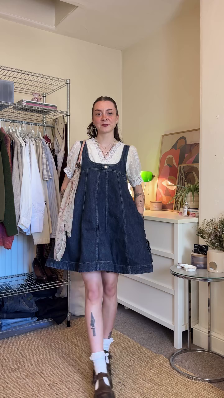 💙🌸 Vintage Inspired Sleeveless Denim Pinafore Mini Dress for Women | Relaxed Fit Layering Dress for Casual & Everyday Fashion