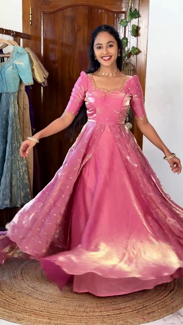 🧡✨ Royal Festive Designer Flared Gown with Elegant Embroidered Bodice for Women ✨🧡