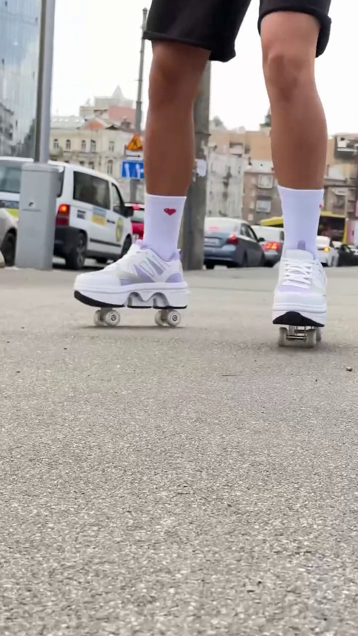 👟✨ Premium Convertible Roller Wheel Sneakers for Men & Women – Stylish Multi-Mode Glide Walking Sports Shoes 🛼🤍