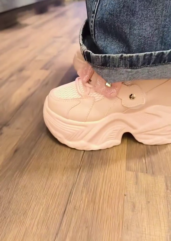 🎀 Premium Chunky Platform Fashion Sneakers for Women & Girls – Stylish Bow Accent Casual Shoes with Lightweight Comfort and Trendy Street Style Design 🎀