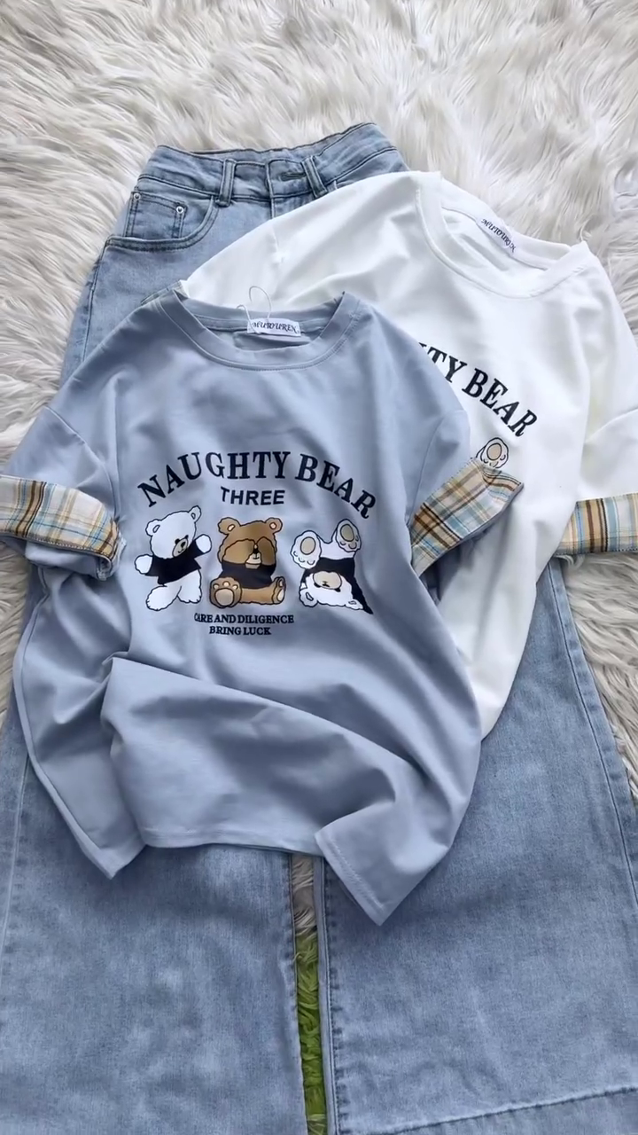 🐻 Cute Bear Graphic Printed Oversized T-Shirt for Women & Girls – Trendy Casual Fashion Tee with Soft Fabric and Relaxed Everyday Comfort Fit 🐻