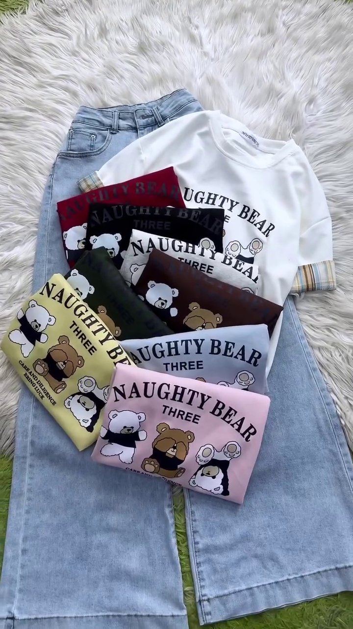 🐻 Cute Bear Graphic Printed Oversized T-Shirt for Women & Girls – Trendy Casual Fashion Tee with Soft Fabric and Relaxed Everyday Comfort Fit 🐻