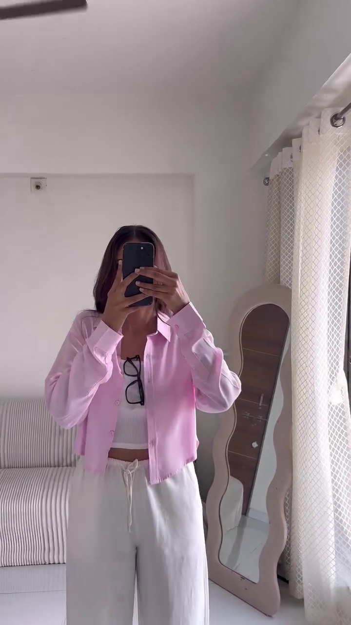 🤍 Minimalist Premium Pastel Button-Down Casual Shirt for Women | Soft Relaxed Fit Everyday Office & Korean Style Fashion Top