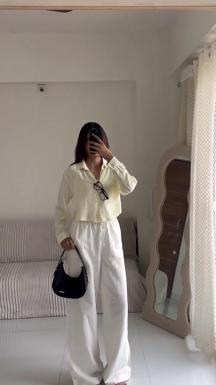🤍 Minimalist Premium Pastel Button-Down Casual Shirt for Women | Soft Relaxed Fit Everyday Office & Korean Style Fashion Top