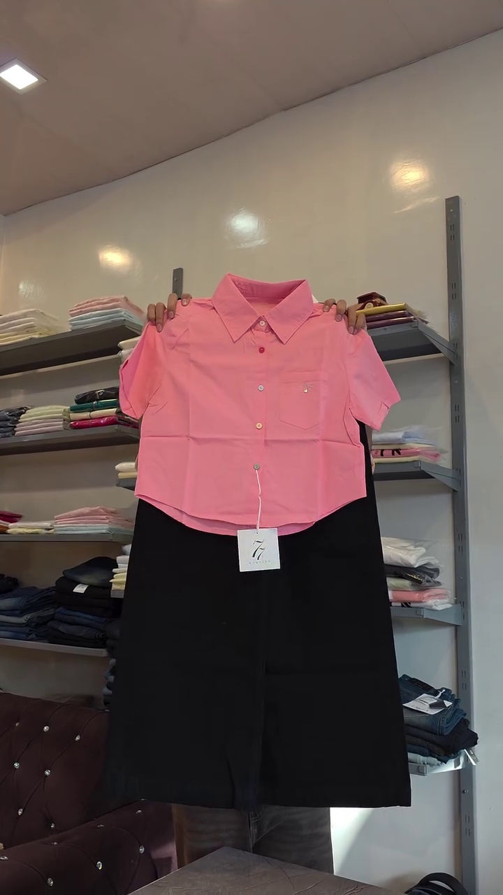 💖 Premium Women's Short Sleeve Crop Shirt & Wide Leg Palazzo Co-Ord Set | Smart Casual Summer Outfit with Relaxed Comfort