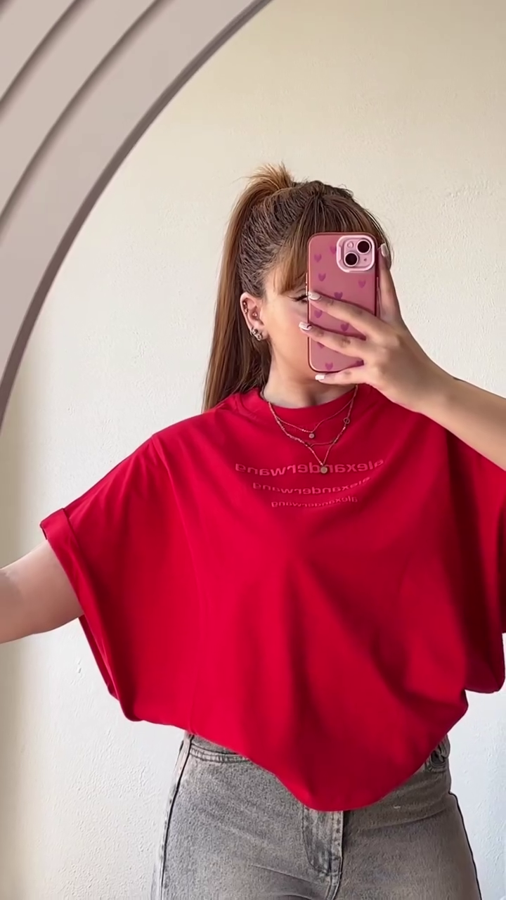 💖 Trendy Oversized Bubble Sleeve Pink T-Shirt with Premium Light Wash Denim Bermuda Shorts Casual Co-Ord Outfit for Women