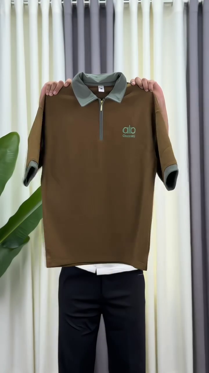 🤎 Premium Half-Zip Polo Collar T-Shirt with Comfortable Relaxed Fit Casual Wear for Men