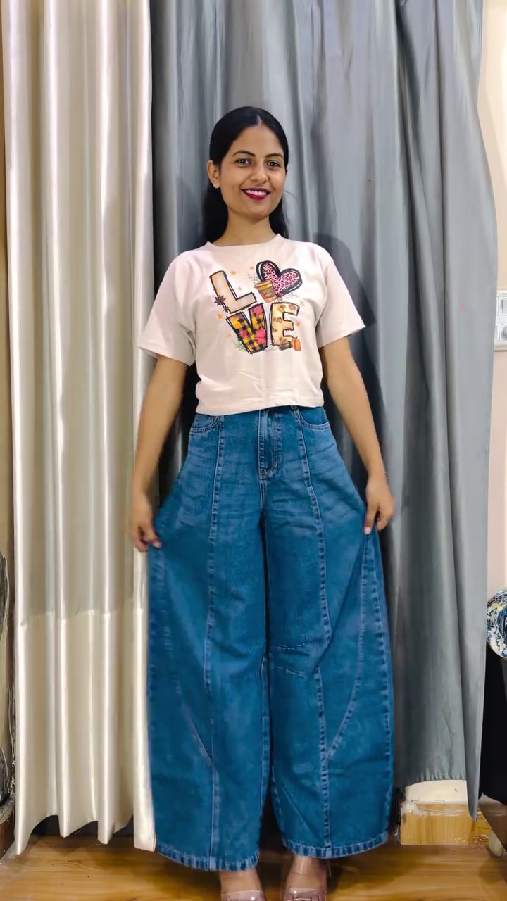 👖 Butterfly Patch Wide-Leg Denim Jeans for Women | Trendy High-Waist Casual Jeans