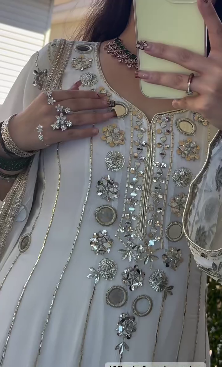 ✨ Luxury White Pakistani Embroidered Suit Set with Heavy Dupatta | Festive Wear | Wedding Collection