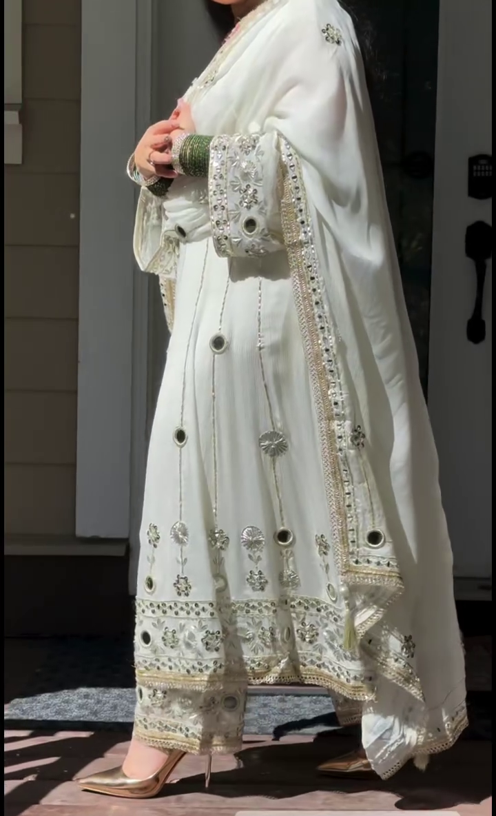 ✨ Luxury White Pakistani Embroidered Suit Set with Heavy Dupatta | Festive Wear | Wedding Collection