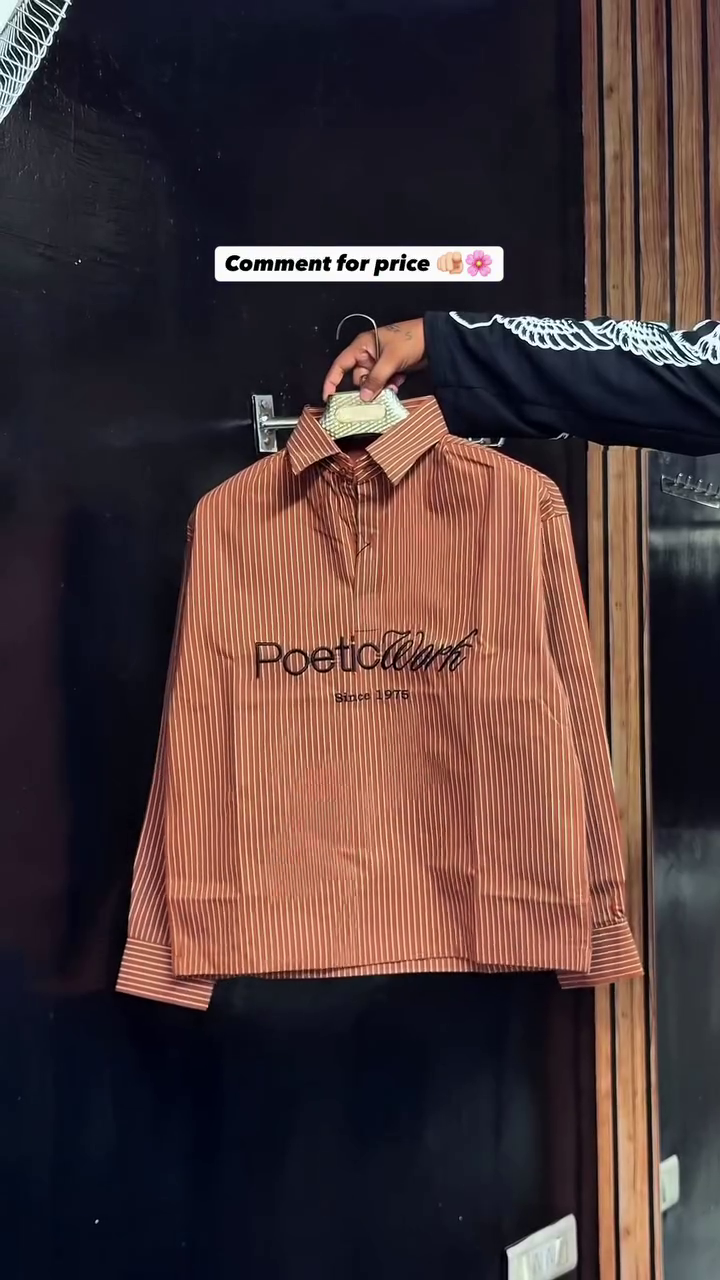 ✨ Premium Korean Style Oversized Striped Shirt | Poetic Work Embroidered Casual Cotton Shirt for Women