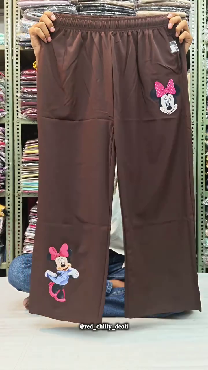 ✨ Premium Minnie Mouse Printed Wide Leg Palazzo Pants | Soft Cotton Lounge Wear | Trendy Women's Bottom