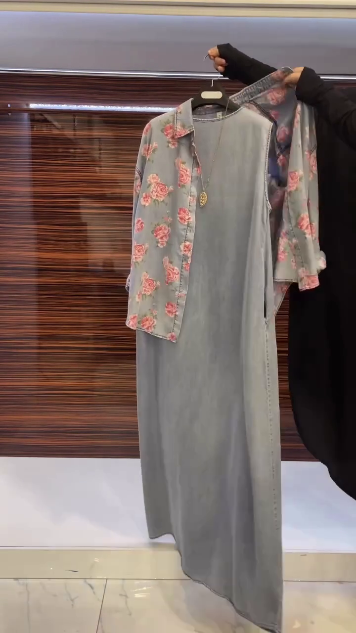 ✨ Luxury Floral Printed Shrug Jacket with Solid Grey Sleeveless Maxi Dress | Elegant Two-Piece Women's Outfit | Premium Casual & Party Wear Collection