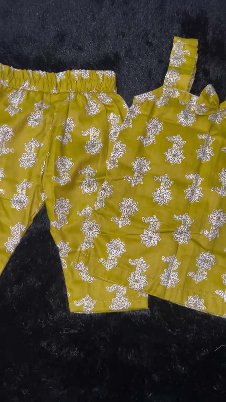 ✨ Premium Floral Printed Cotton Peplum Top with Matching Straight Pants Co-Ord Set | Summer Casual Wear | Elegant Women's Cotton Outfit