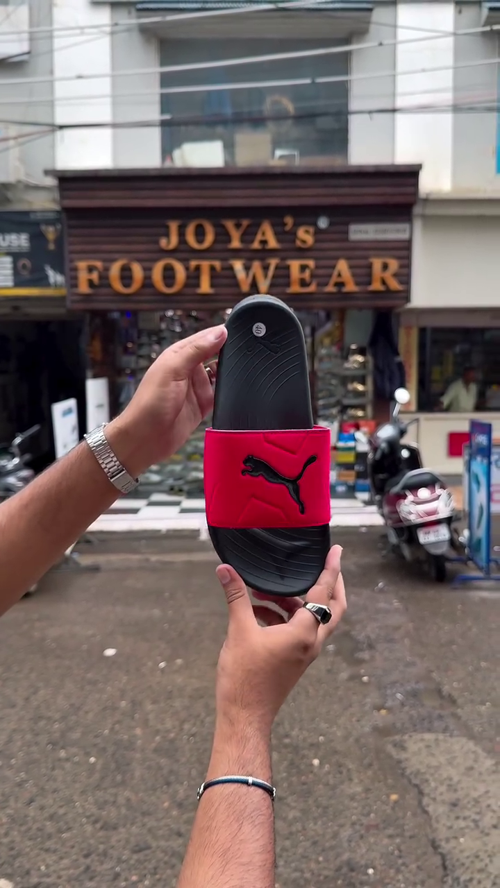 Premium Red & Black Sporty Casual Slides with Bold Embossed Strap, Comfortable Textured Footbed, Modern Slip-On Construction & Trendy Everyday Streetwear Appeal ❤️🖤