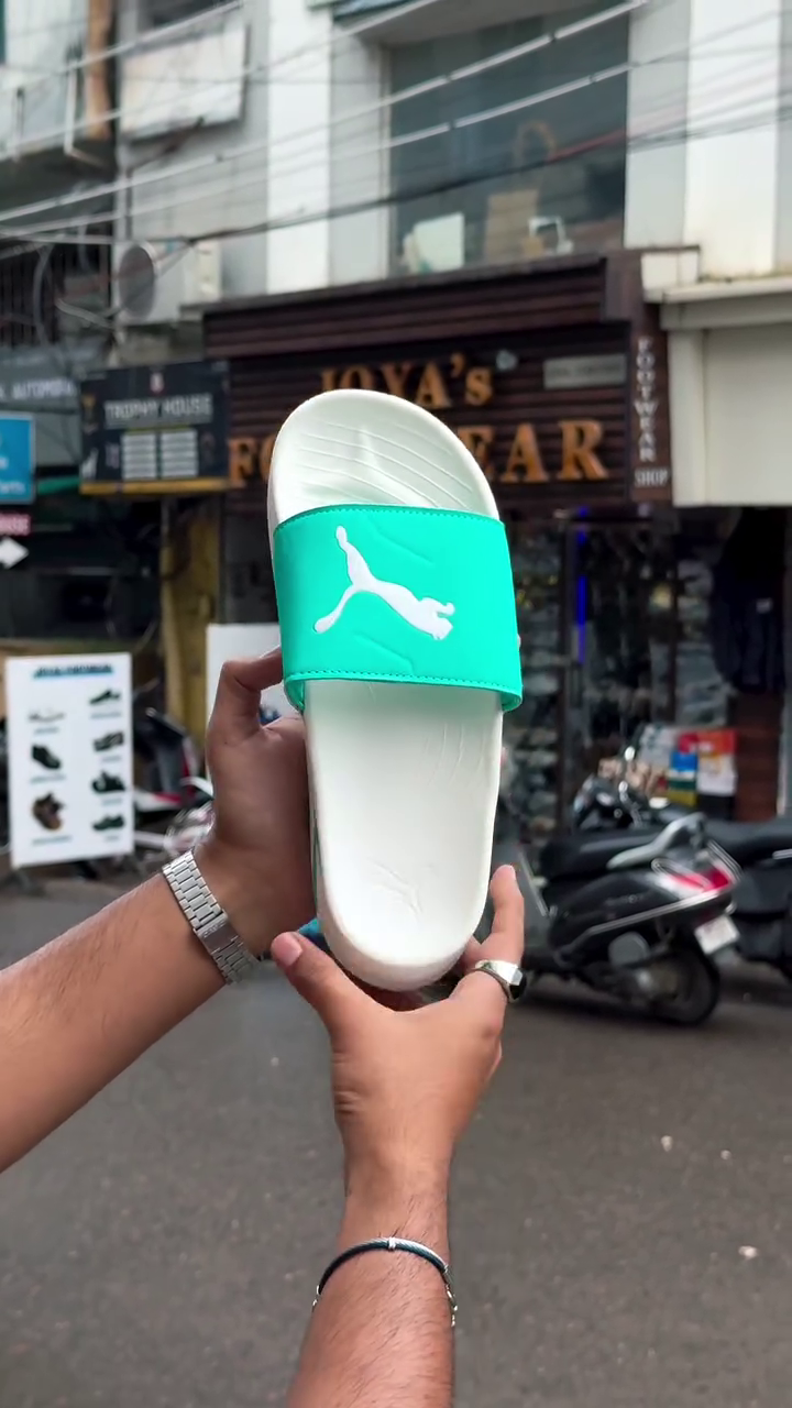 Premium Green & White Casual Comfort Slides with Wide Statement Strap, Soft Contoured Footbed, Stylish Minimal Design & Easy Slip-On Construction for Everyday Wear 🩴✨