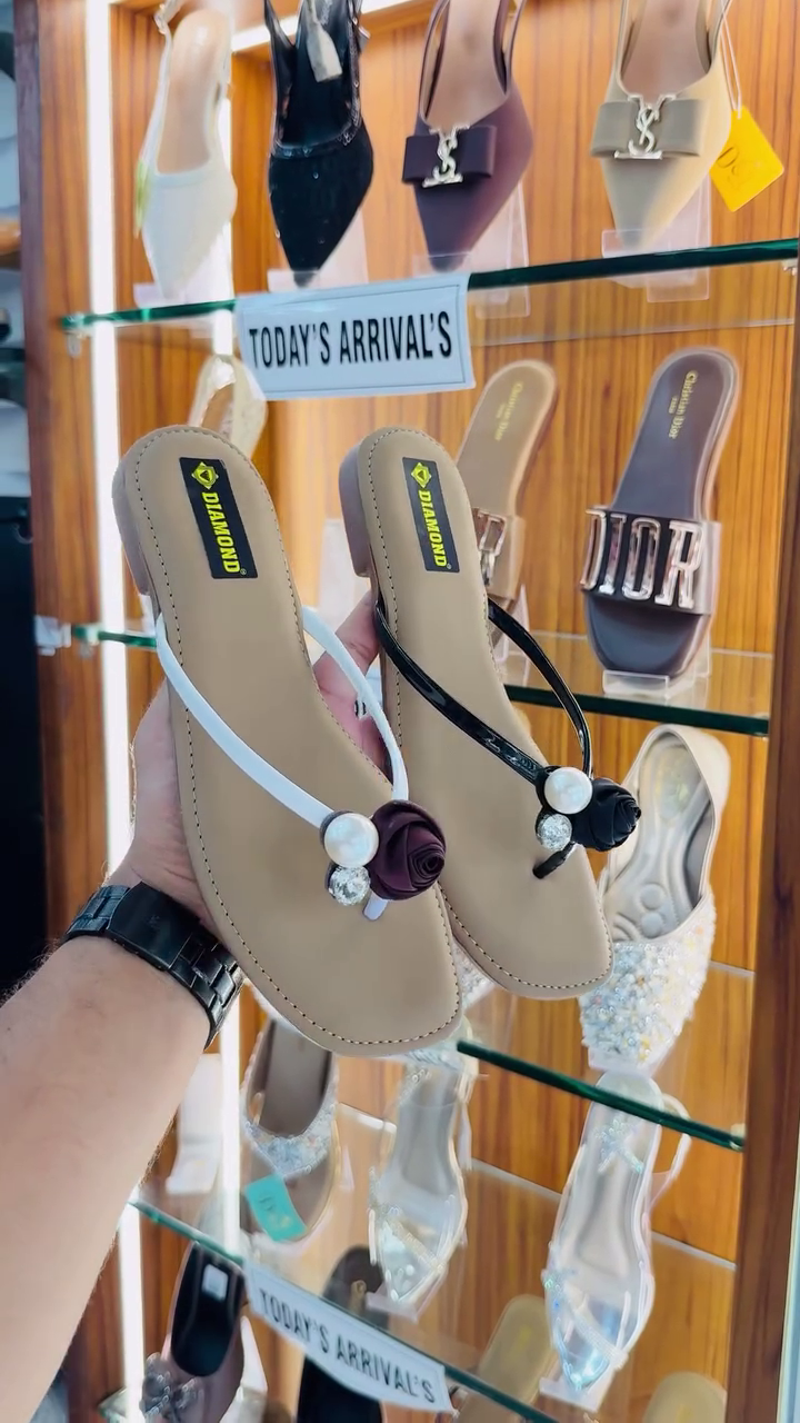 Elegant Floral Charm Women’s Fashion Flat Sandals with Decorative Flower, Pearl & Sparkling Stone Detailing – Stylish Comfortable Everyday, Party & Casual Footwear Collection 🌸✨