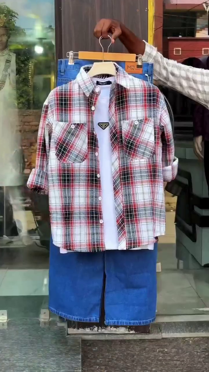 Classic Red And White Plaid Flannel Casual Shirt Over White Tee ❤️🤍👕✨