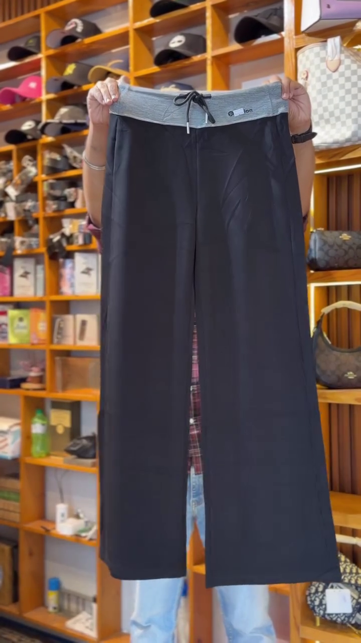Comfortable Grey Knit Casual Lounge Track Pants With Contrast Black Waistband 🖤👖✨