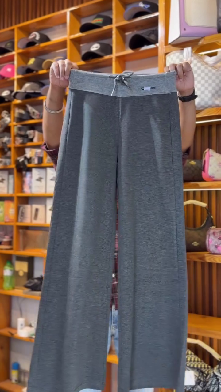 Comfortable Grey Knit Casual Lounge Track Pants With Contrast Black Waistband 🖤👖✨