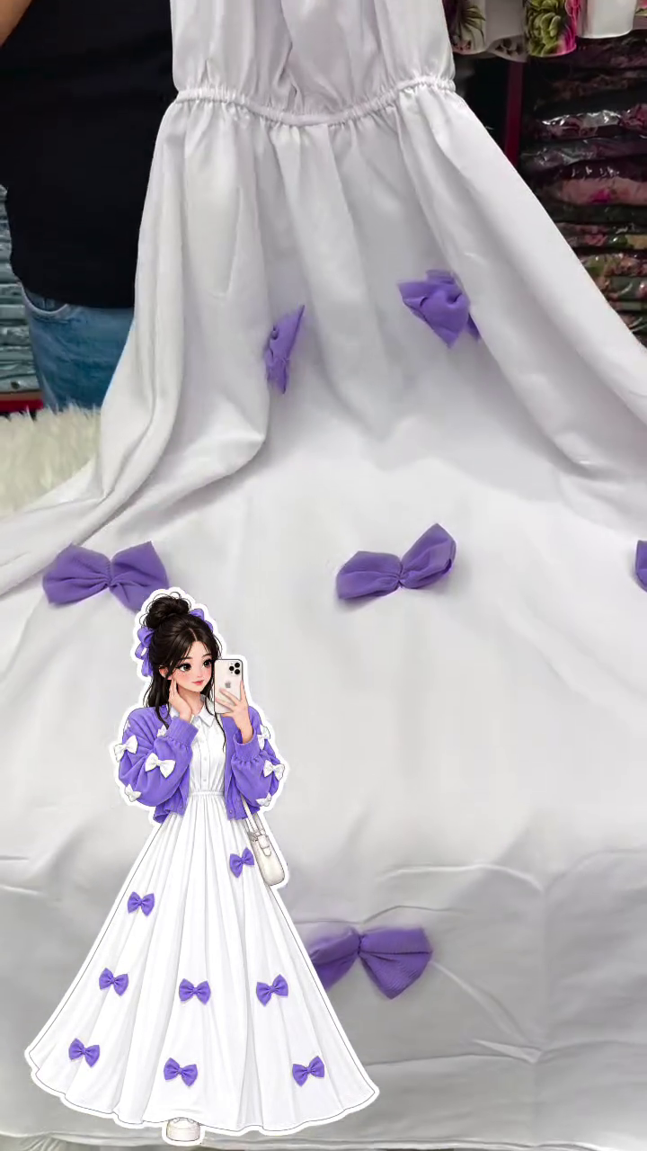💜 Enchanting Lavender and White Bow-Accented Two-Piece Outfit Set✨