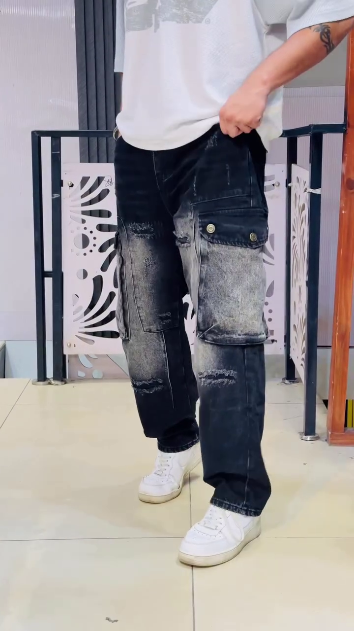 👖 Trendy Alphabet-Printed Patchwork Denim Jeans with Relaxed Fit✨