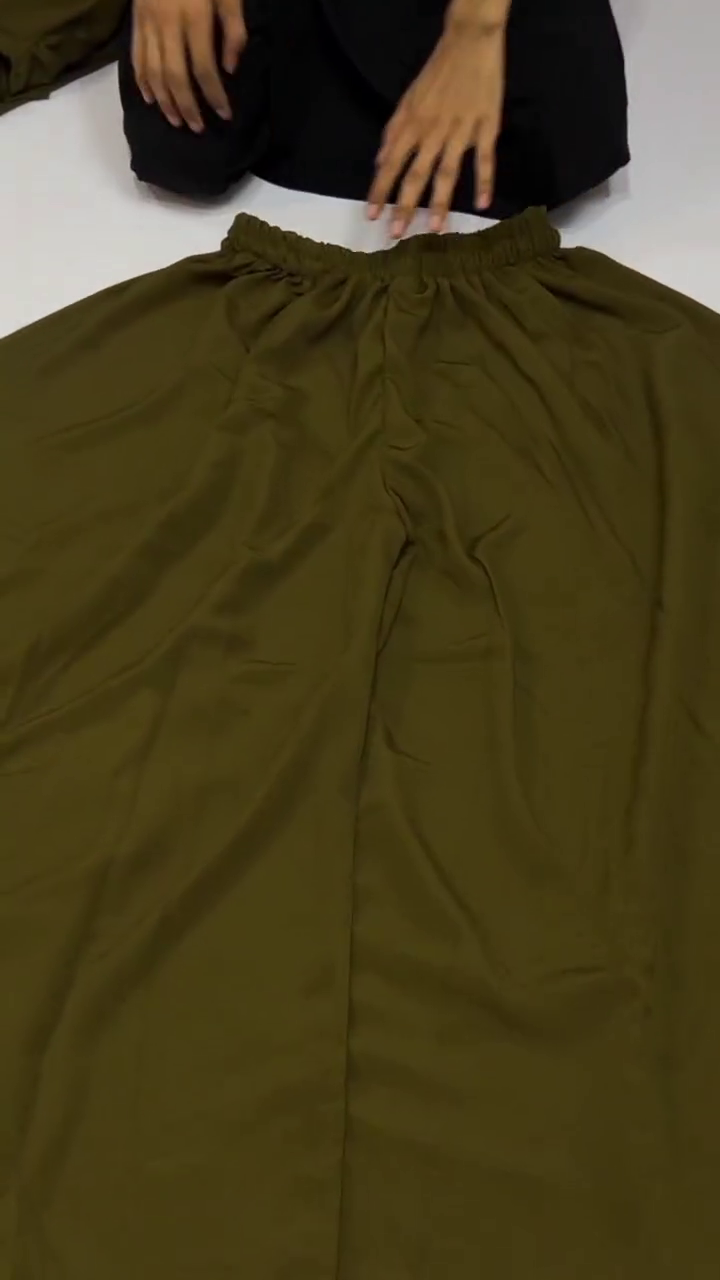 Olive Green Front-Button Casual Kurta and Flared Bottom Set Featuring Long Sleeves and Tiered Hemline Construction   🌿